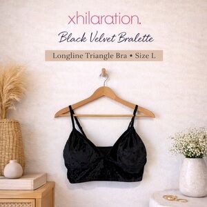 Xhilaration Black Velvet Bralette Longline Triangle Bra Size